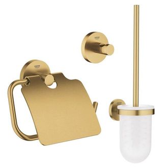 GROHE Essentials Toilet accessoireset 3-delig met toiletborstelhouder, handdoekhaak en toiletrolhouder met klep Brushed cool sunrise