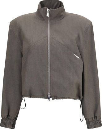 The Attico Womens Bomber Jacket Wool-Blend Grey Merino Wool (ovis Aries)