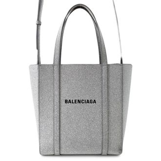 Balenciaga Silver Leather Handbag Tote Bag (Pre-Owned)