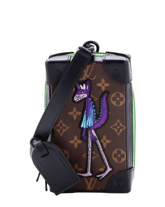 Louis Vuitton Brown Monogram Canvas With Lv Friends Patch Soft Trunk Phone Box (Authentic Pre-Loved)