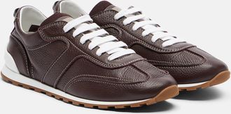 Brunello Cucinelli Zapatillas de piel con cuentas Monili