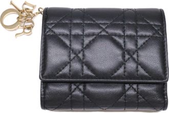 Dior Black Leather Wallet (Tri-Fold) (Pre-Owned)