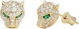 Melinda Maria Jaguar Pav&eacute; Stud Earrings in Gold-White at Nordstrom