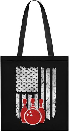 Generic Bowling U.S. Flag Womens Tote Casual Shopping Bag Lightweight Shoulder Bags Hobos Handbag for Work Travel Daily 35x40cm