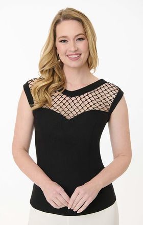 Unique Vintage Diamond Cutout Top in Black at Nordstrom, Size Small Short