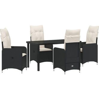 vidaXL Conjunto De Comedor De Jard&iacute;n Con Coj&iacute;n 5 Pcs Negro Polirat&aacute;n Vidaxl