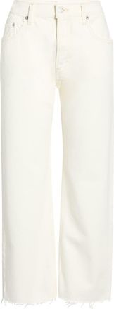 Re/Done Beau Raw Hem Crop Straight Leg Jeans in Crema at Nordstrom, Size 28