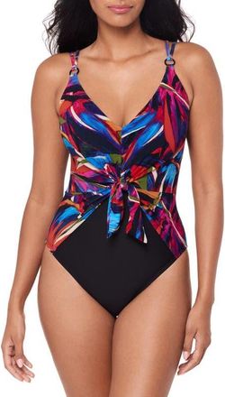 Magic Suit By Miraclesuit Mariachi Saki Tie Front One-Piece Swimsuit in Multi at Nordstrom, Size 16
