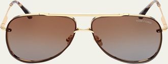 Tom Ford Tortoise Metal & Acetate Aviator Sunglasses