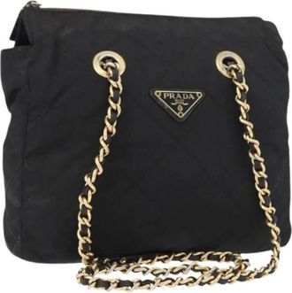 Prada Pre-owned Shoulder Bags, female, Black, Size: ONE SIZE Pre-owned Vintage Nylon Shoulder Bag
