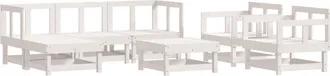 vidaXL Juego De Muebles De Jard&iacute;n 7 Pzas Madera Maciza De Pino Blanco Vidaxl