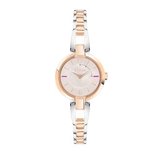 Furla Womens Ladies Linda Rose Gold Plated Watch - Silver & Rose Gold Stainless Steel - One Size