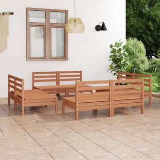 vidaXL Juego De Muebles Jard&iacute;n 8 Pzas Madera Maciza Pino Marr&oacute;n Miel Vidaxl