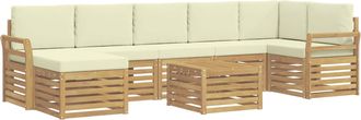vidaXL Conjunto De Sof&aacute;s De Exterior 8 Uds. Blanco Y Crema Poli&eacute;ster Vidaxl