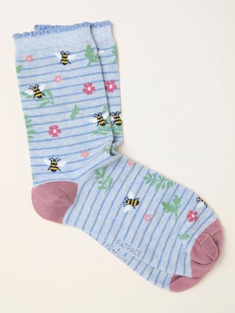 Fat Face FatFace Blue Bee Striped Socks
