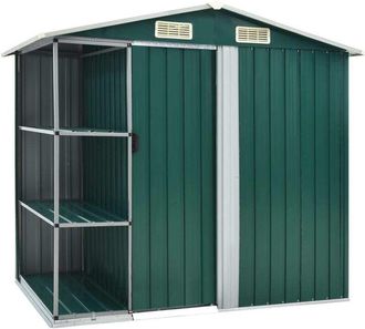 vidaXL Cobertizo De Jard&iacute;n Con Estante Hierro Verde 205x130x183 Cm Vidaxl