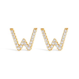 House of Brilliance 10K Gold 1/10 Cttw Diamond Initial A to Z Stud Earring