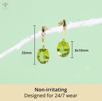 MAX + STONE 14k Yellow or White Gold 10x8mm Oval Cut Gemstone Drop Dangle Earrings