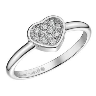 Chopard Happy Hearts 18k White Gold 0.12 CT Diamond Ring, Size 54