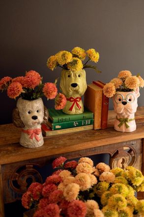 Kalalou Set Of Three Ceramic Dog Vases With Bows