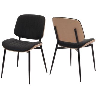 Hhg Hhg - Nunca Usado] Juego De 2 Sillas De Comedor 203, Silla De Cocina Silla, Tejido De Madera Curvada (370 G/m&sup2;) Oeko-tex Mvg, Natural, Gris Oscuro