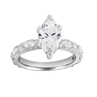 LuvMyJewelry Althea 14K Gold 2.6 Ct Marquise Lab Grown Diamond Engagement Ring in 14K White Gold at Nordstrom, Size 7