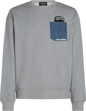 Karl Lagerfeld Felpa Ikon con tasche denim - Grigio