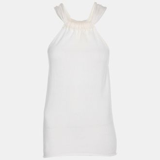 Emporio Armani Cream Cotton Knit Top M