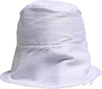 Dolce & Gabbana White Polyester Wide Brim Bucket Mens Hat