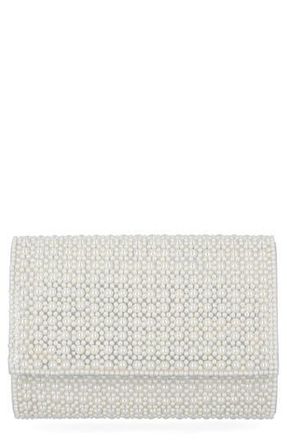 Jessica McClintock Alexis Rhinestone Crossbody Clutch in Pear Silver Softshine at Nordstrom Rack