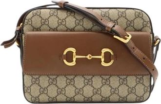 Gucci Pre-owned Horsebit 1955 GG Supreme Schoudertas - Dames - Vintage Schoudertas - Beige - ONE Size - Leer - Vintage