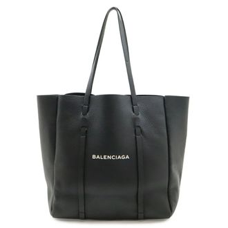 Balenciaga Black Leather Shoulder Bag Tote Bag (Pre-Owned)