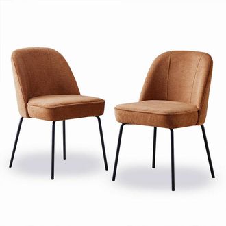 Ainpecca Ainpecca - Set of 2 Dinning Chairs with High-Resilience Spring Cushion with Metal Legs,ORANGE
