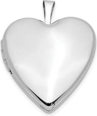 Diamond2Deal 14K White Gold Polished Plain 20mm Heart Locket