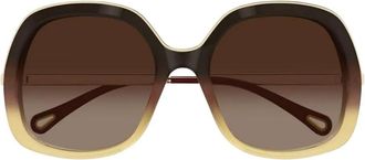 Chlo&eacute; oval-frame sunglasses - women - Metal - 56 - Brown