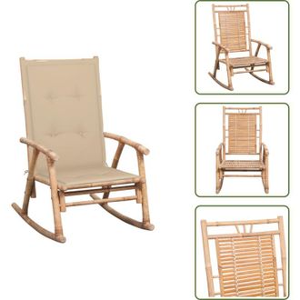 vidaXL The Living Store Sedia a Dondolo con Cuscino in Bamb&ugrave; - Poltrona da giardino