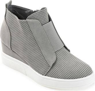 Journee Collection JOURNEE Clara Wedge Sneaker in Grey at Nordstrom Rack, Size 6.5