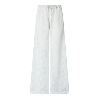Pinko Wide Trousers, female, White, Size: XS Laurie Lace Trousers