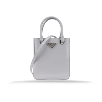 Prada Handbags, female, Blue, ONE SIZE, Brushed Leather Shoulder Bag