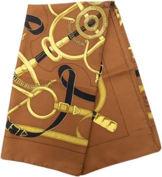 Herm&egrave;s Pre-owned Eperon DOr Sjaal - Dames - Vintage Accessoires - Bruin - ONE Size - Vintage
