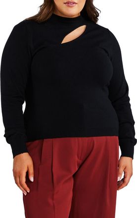 Estelle Asymmetric Cutout Sweater in Black at Nordstrom Rack, Size 20W