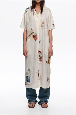 Bimba & Lola Off-White Seabed Wrinkled Fabric Shirt Dress in Seabed Off White at Nordstrom, Size Xx-Small Eu
