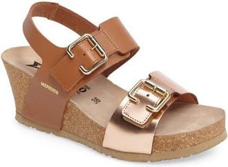 Mephisto Lissandra Platform Wedge Sandal in Camel Leather at Nordstrom, Size 5