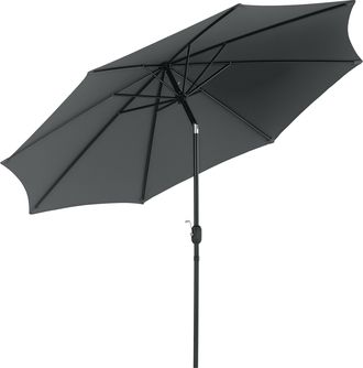 OUTSUNNY Sombrilla De Jard&iacute;n &Oslash;295x250 Cm Con Manivela Parasol Exterior Con Mecanismo De Inclinaci&oacute;n Y Poste Desmontable De Metal Para Terraza Piscina Patio Gri