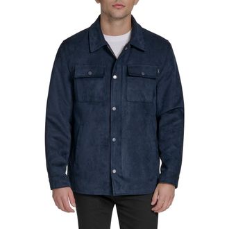 Dockers Faux Suede Shirt Jacket in Navy at Nordstrom Rack, Size Medium