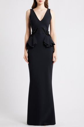 La Petite Robe Di Chiara Boni Nawa Sleeveless Mermaid Gown in Black at Nordstrom, Size 14 Us