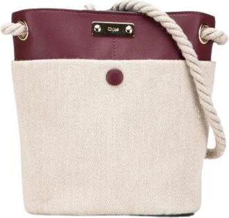 Chlo&eacute; Pre-owned Bucket Bags, female, Beige, Size: ONE SIZE Pre-owned KEY Leather Linen Bucket Bag