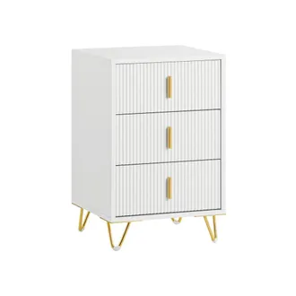 SoBuy Mesita De Noche Mesa Auxiliar Mobiliario De Sal&oacute;n Moderno Con 3 Cajones 40 X 40 X 63 Cm Fbt115-l-w Sobuy Es