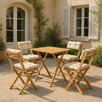 Dmora Set De Sala Exterior Fanano, Conjunto Para Exterior 4 Personas, Marr&oacute;n