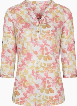 Mountain Warehouse Womens Mountain Warehouse Womens/Ladies Petra Leaf Print 3/4 Sleeve Blouse - Pink/Orange/Red - Size: 18